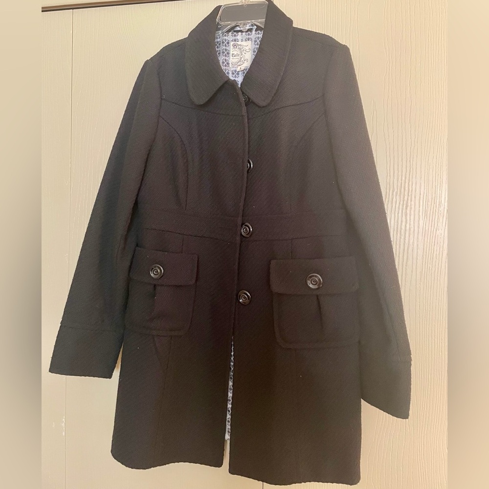 Tulle Anthropology Black Fashion Trench Coat - Size Large